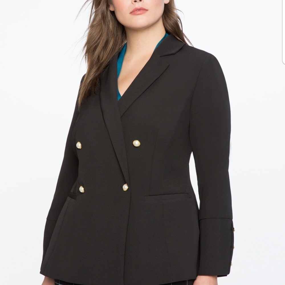 Blk eloquii blazer with pearl buttons